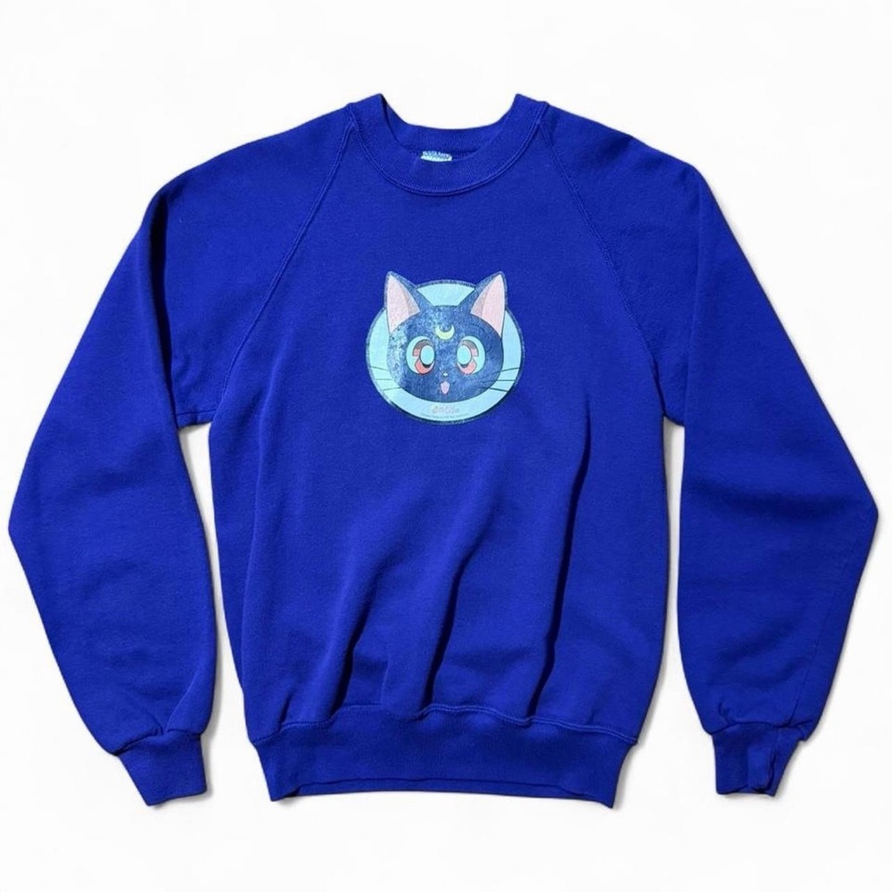 Vintage 90s Sailor Moon Cat Kitty Luna Anime Cartoon Tv Show Pullover Sweater M